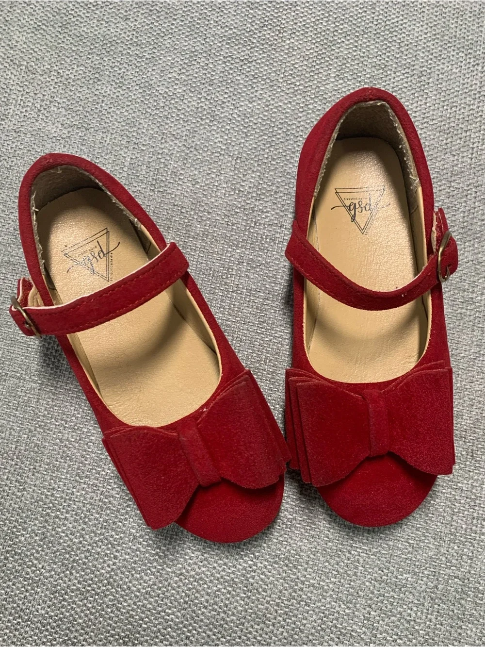 Girls Red Mary Jane Bow Shoes
